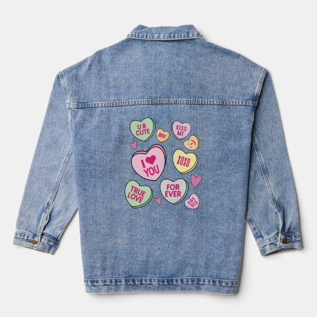 Veste En Jean Coeurs de bonbons Valentines Jour Coeurs de conver (Verso)