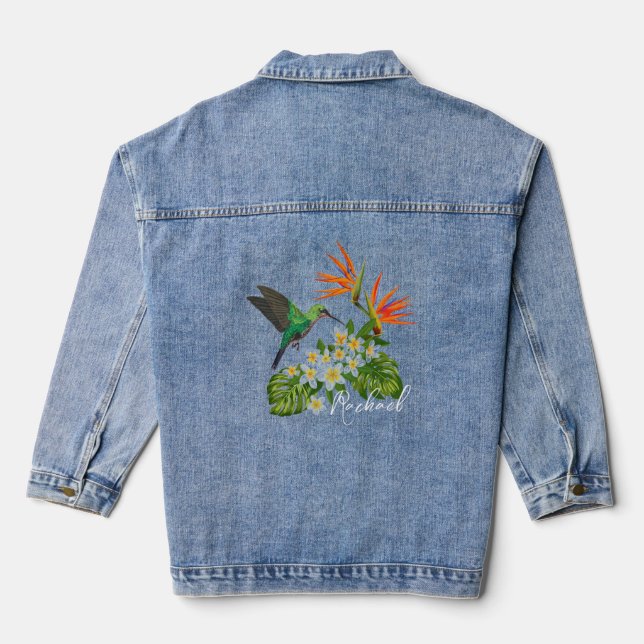 Veste En Jean Colibri et fleurs personnalisés (Verso)