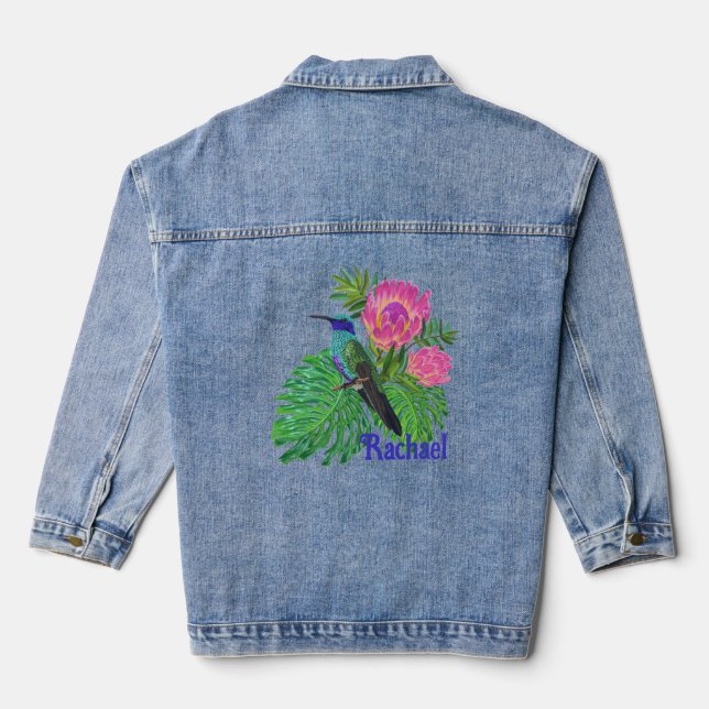 Veste En Jean Colibri et fleurs personnalisés (Verso)
