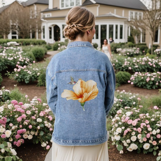 Veste En Jean Colibri et Hibiscus (Mariage Retour)