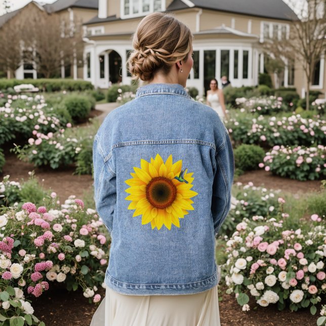 Veste En Jean Colibri et tournesol (Mariage Retour)