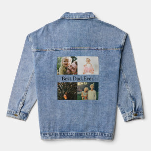 Veste En Jean Collage photo personnalisé 4 Meilleur papa jamais