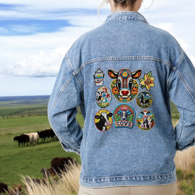Veste En Jean Collecteur de badge - Vaches (Créateur téléchargé)