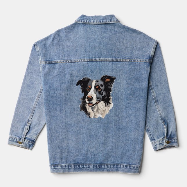 Veste En Jean Collie Bordure Design célèbre - Design le plus int (Verso)