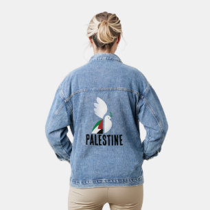 Veste En Jean colombe de paix avec le drapeau palestinien