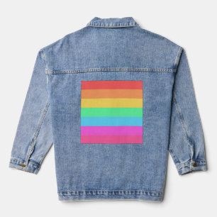 Veste En Jean Conception de bandes de couleurs arc-en-ciel paste