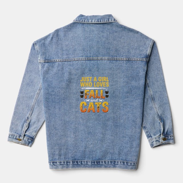 Veste En Jean Conception de chats fille d'automne Halloween_1 (Verso)