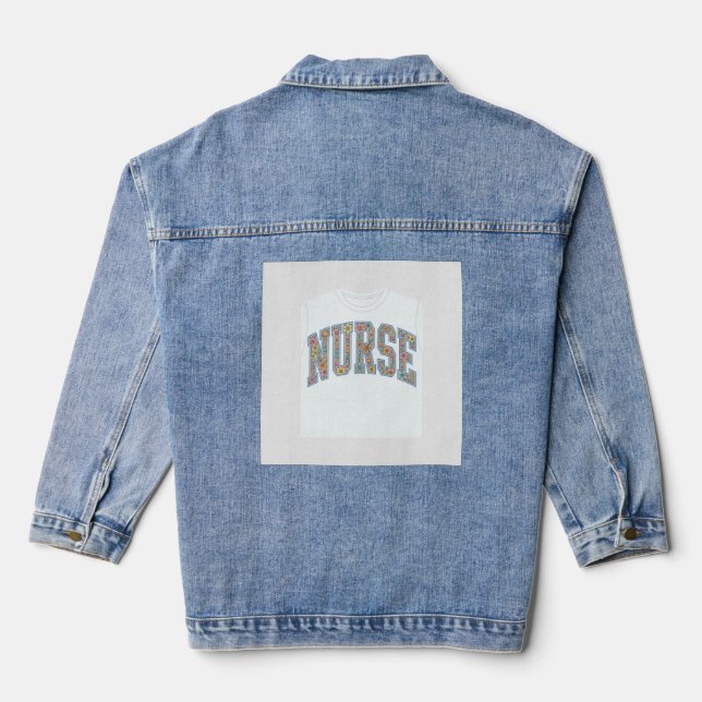 Veste En Jean Conception de chemise à lettrage universitaire flo (Verso)