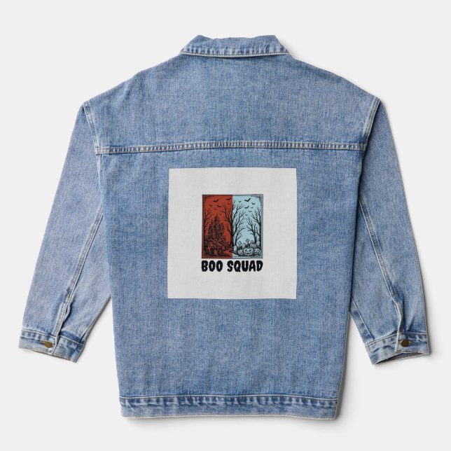 Veste En Jean Conception de chemise de citrouille Halloween vint (Verso)