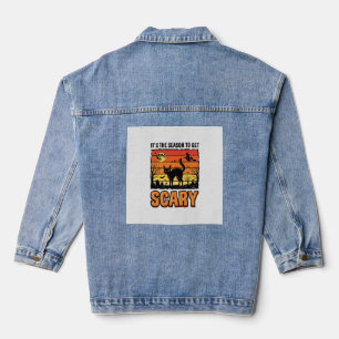 Veste En Jean Conception de chemise de sorcière de chat effrayan