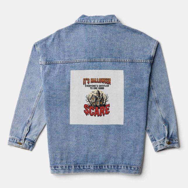 Veste En Jean Conception de chemise effrayante de maison hantée  (Verso)