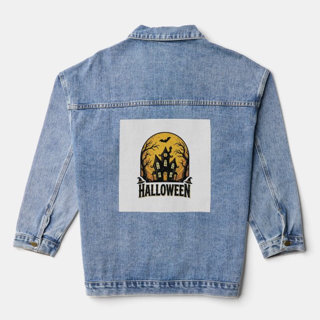 Veste En Jean Conception de chemise Halloween de maison hantée v (Verso)