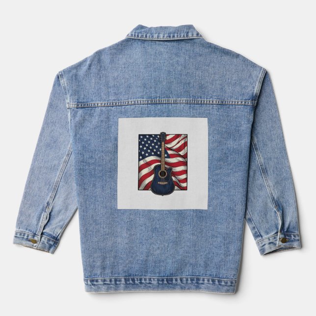 Veste En Jean Conception de chemise vectorielle drapeau patrioti (Verso)