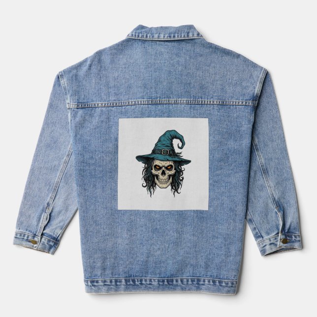 Veste En Jean Conception de chemise vectorielle Halloween crâne  (Verso)