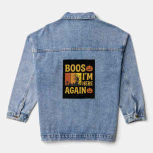 Veste En Jean Conception de cimetière rétro Boos d'Halloween, je