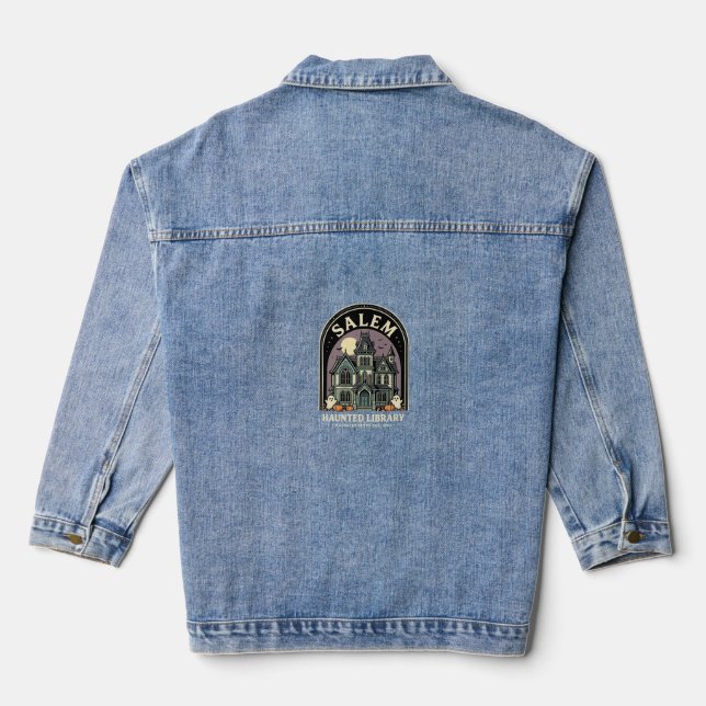 Veste En Jean Conception de la bibliothèque hantée de Salem Hall (Verso)