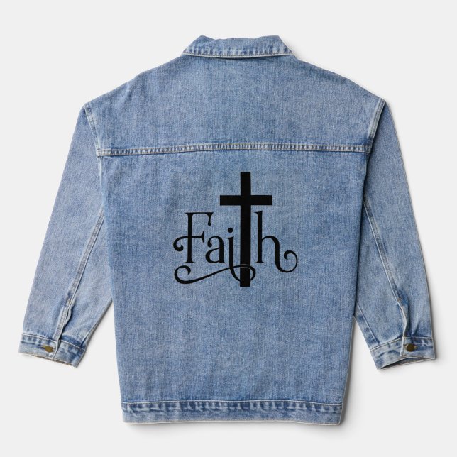 Veste En Jean Conception de la croix de la foi (Verso)