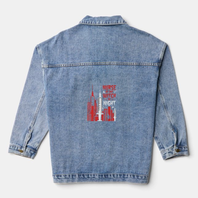 Veste En Jean Conception de la ligne d'horizon d'Halloween de la (Verso)