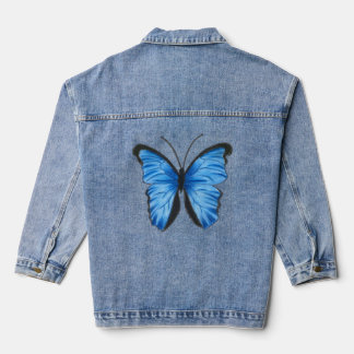 Veste En Jean Conception de papillon bleu personnalisable