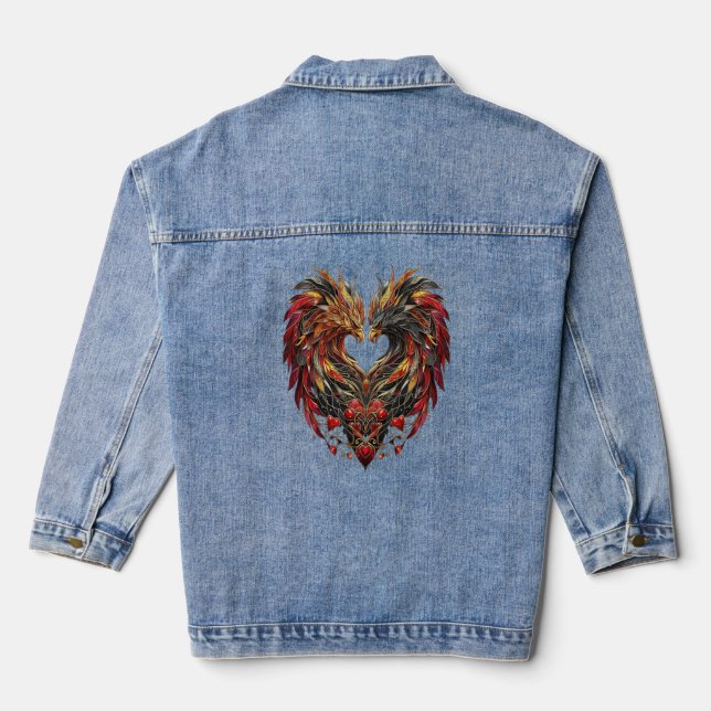 Veste En Jean Conception de verre de tôle dragon enchâssée (Verso)