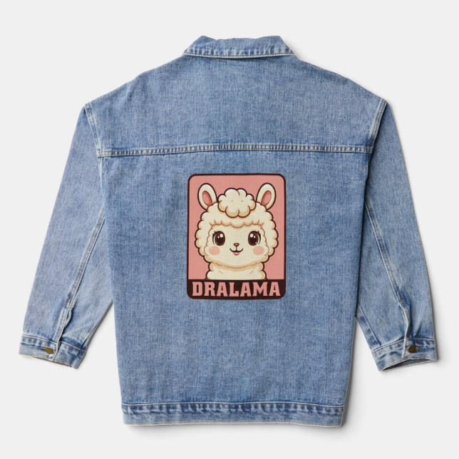 Veste En Jean Conception d'illustration de lama mignon (Verso)