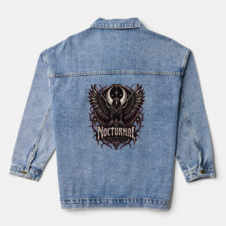 Veste En Jean Conception gothique nocturne de lune de hibou vint