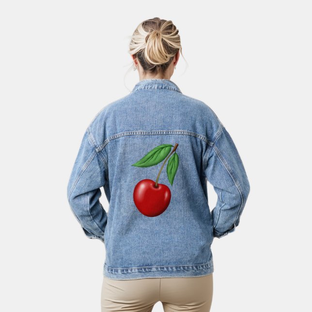 Veste En Jean Conception graphique de cerise rouge (Modèle)