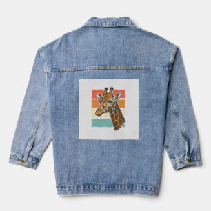 Veste En Jean Conception vectorielle de tête de girafe rétro vin