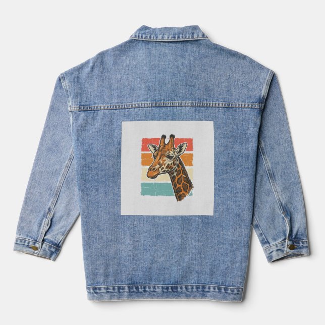 Veste En Jean Conception vectorielle de tête de girafe rétro vin (Verso)