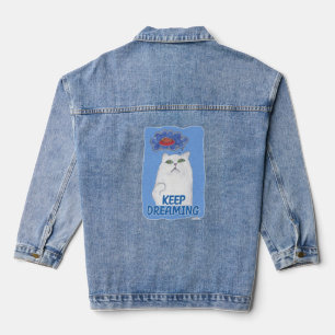 Veste En Jean Continuez à rêver Chat Cartoon personnage Art
