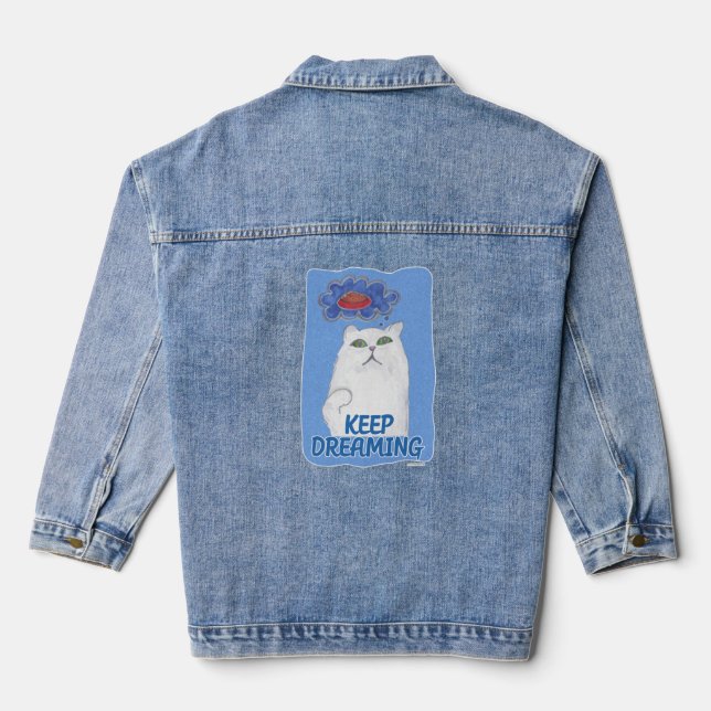 Veste En Jean Continuez à rêver Chat Cartoon personnage Art (Verso)
