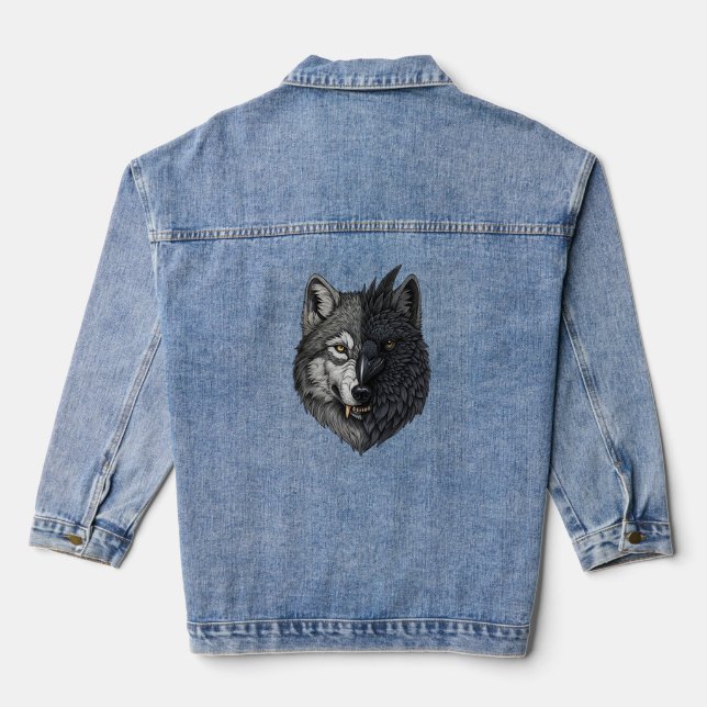 Veste En Jean Corbeau de la nature sauvage (Verso)