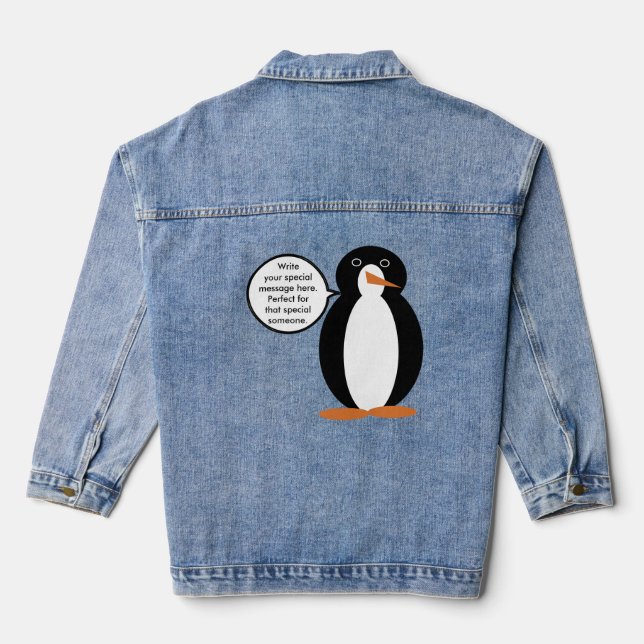 Veste En Jean Costume d'anniversaire avec Mme Penguin Personnali (Verso)