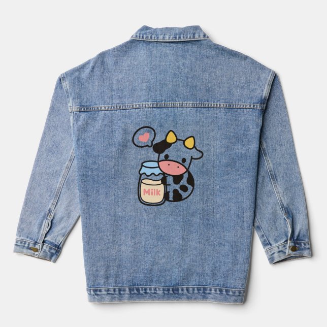 Veste En Jean Cosy Kawaii Cow & Milk Jar (Verso)