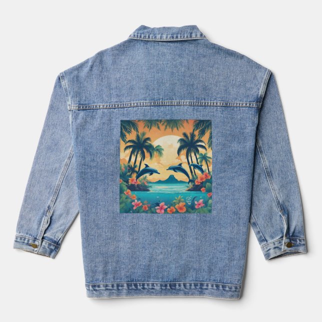 Veste En Jean Coucher de soleil parfait du paradis tropical (Verso)