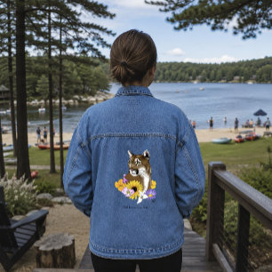 Veste En Jean Cougar Lion de montagne Puma Fleurs