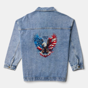 Veste En Jean Couleurs patriotiques personnalisées Amérique Aigl