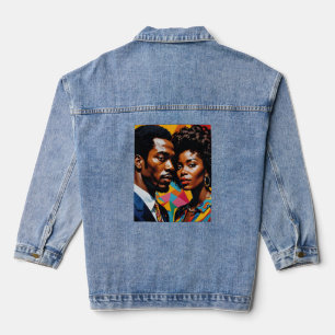 Veste En Jean Couple de puissance rétro Vibrant Afrocentric Tee