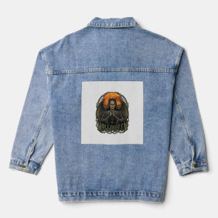 Veste En Jean Couronne d'ailes de nonne démon de Halloween Lune