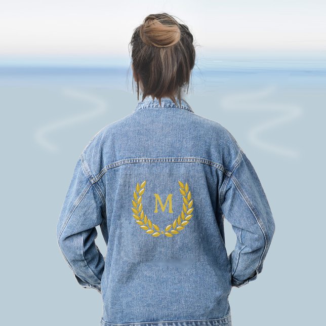 Veste En Jean Couronne de laurier dorée et monogramme  (Créateur téléchargé)