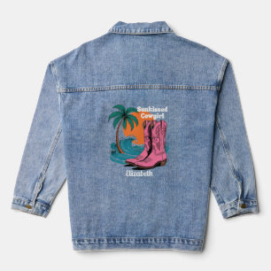 Veste En Jean Cowgirl bronzée Bottes Western Retro Vagues de sol