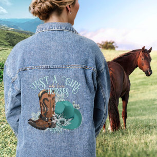 Veste En Jean Cowgirl cowboy bottes casquette Girl Love chevaux 