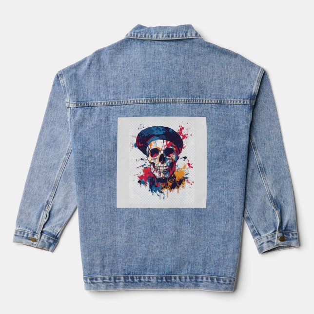 Veste En Jean Crâne d'artiste drôle de Creative Bones (Verso)