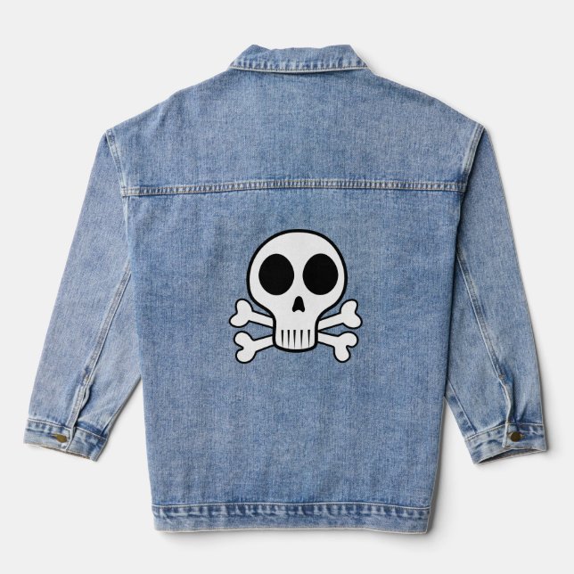 Veste En Jean crâne effrayant sur fond noir (Verso)
