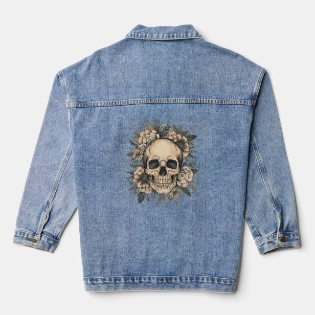 Veste En Jean Crâne Floral Boho (Verso)