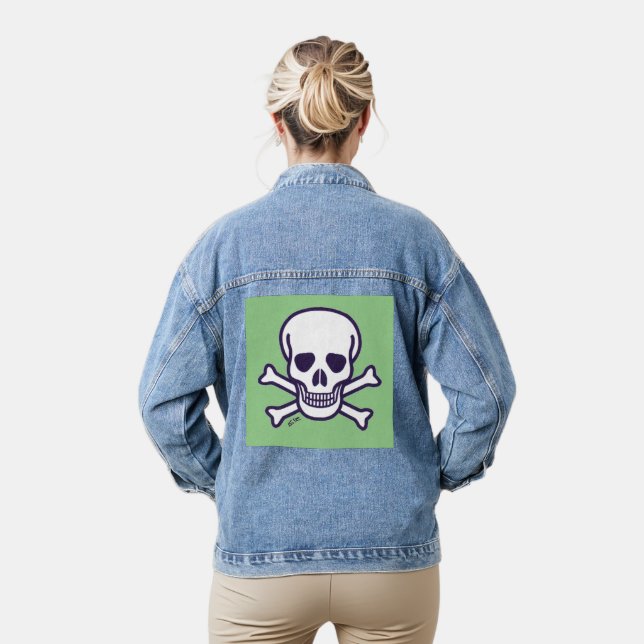 Veste En Jean Crâne n Bones vert femmes jean veste (Modèle)