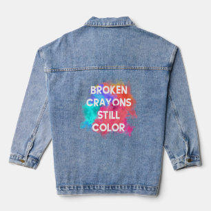 Veste En Jean Crayons cassés couleur fixe