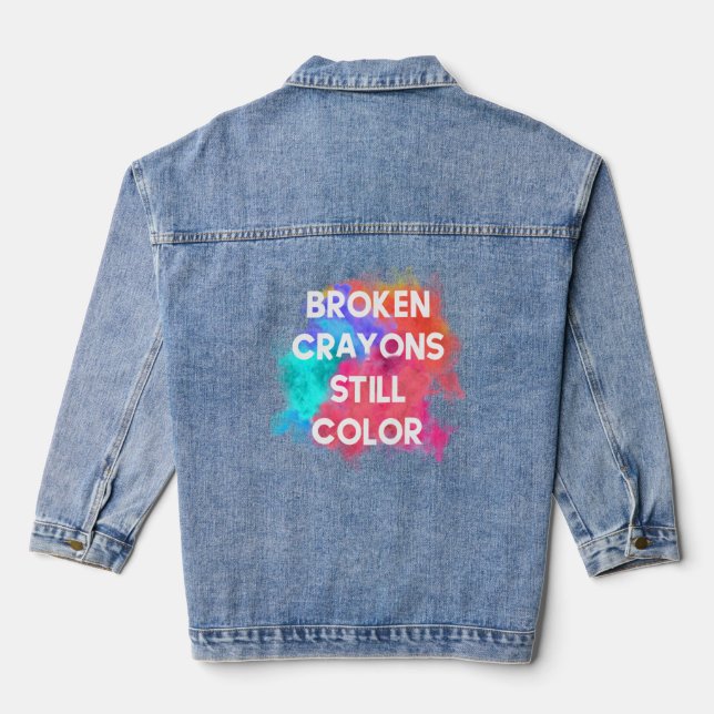 Veste En Jean Crayons cassés couleur fixe (Verso)