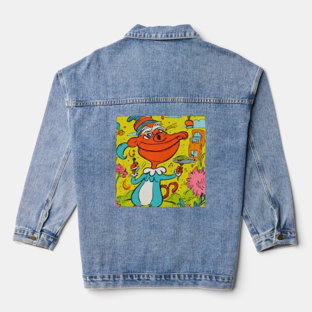 Veste En Jean Crocodile Abstrait Drôle  (Verso)
