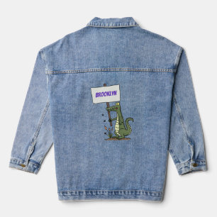 Veste En Jean Crocodile alligator drôle avec un panneau dessin a